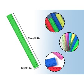 ZoeTekway Pack of 8 Coloured Plastic Transparent Small Ruler 30 cm Children's Small Ruler Primary School Flexible for School Supplies 1 Grade (Four Colours)