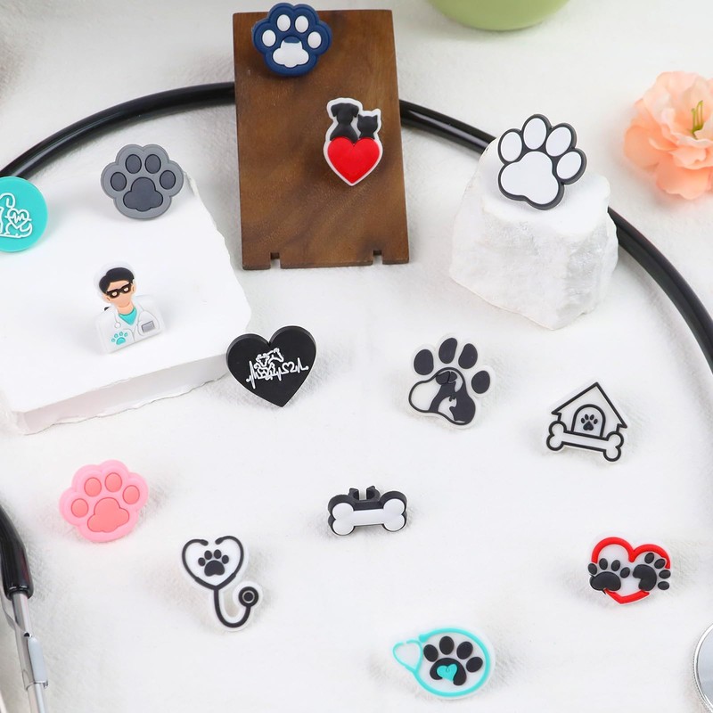 Cute Cat Dog Paws Stethoscope Charms for Nurses Veterinary