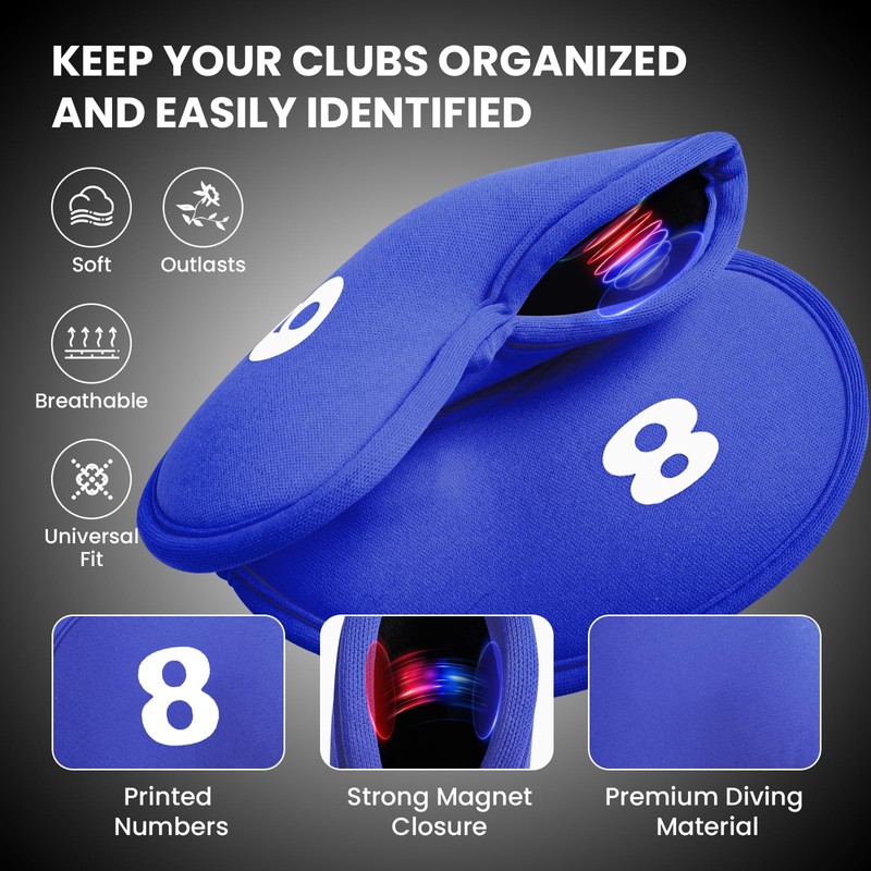 Golf Iron Head Covers Magnetic Neoprene with Numbers Printed Value