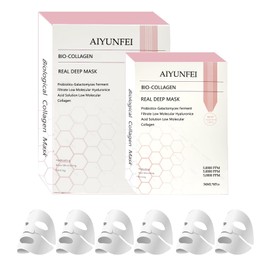 6PCS Bio-Collagen Real Deep Mask, Hydrating Overnight Collagen, Elasticity Improvement, Face Skincare,Face Mask for Moisturize (PINK(34MLx6))