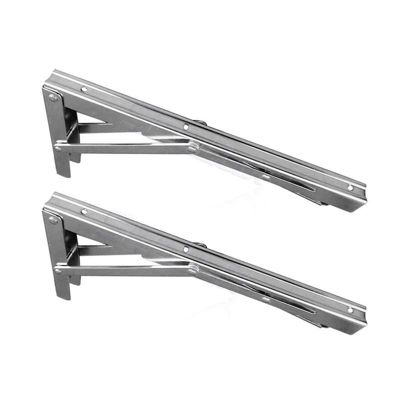 SeaLux Folding Brackets 12" Long Stainless Steel Shelf, Bench, Table