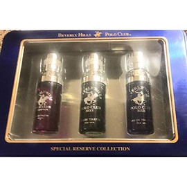 Men's 3 Piece Eau De Toilette Gift Set Designer Cologne Collection by Beverly Hills Polo Club BHPC 0.5 oz 3 count