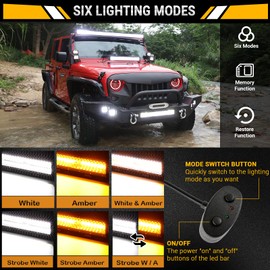 Auxbeam 20 Inch 420W LED Light Bar, 2 PCs 4 Inch 60W, 6 Modes Amber White Strobe, Spot Flood Combo Work Light with Wiring Harness
