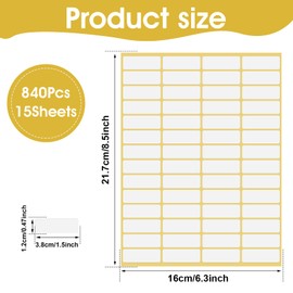 AHQiZFX 840 Pieces Small Sticky Labels, 38 X 13 MM White Labels Stickers Price Stickers Address Labels Stickers Name Labels for File Folders Envelopes Price Stickers Jar Labels