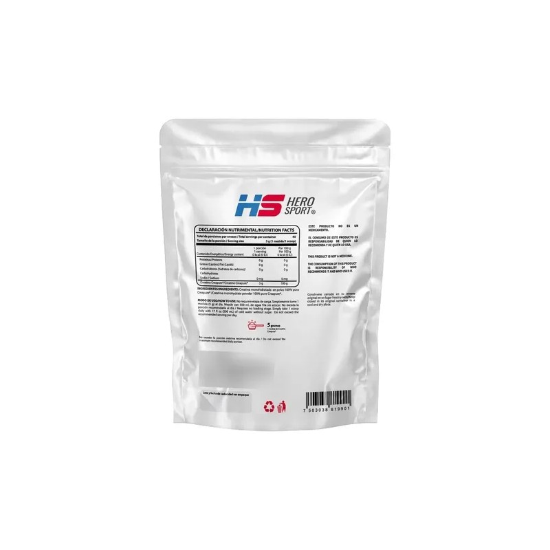 Creatina Creapure 200gr Hero Sport 40 Servicios
