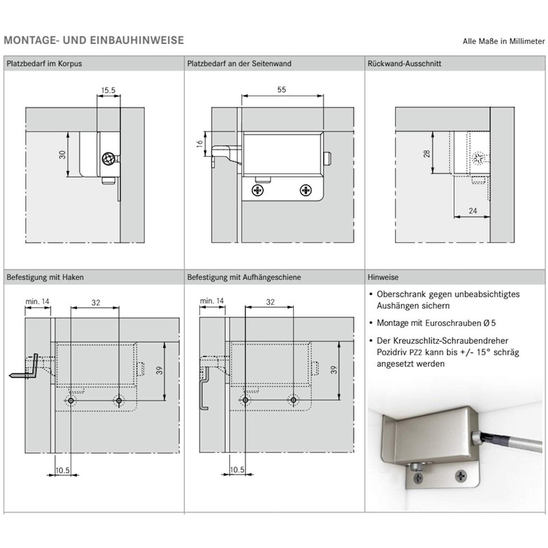 5 Pairs of Cabinet Hangers / Load Capacity 200 kg