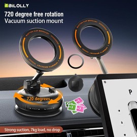 Car phone holder 360 degree rotation, suitable for car navigation in-car dashboard, horizontal and vertical screen adjustment angle, suction cup fixed non-slip mobile phone holder suitable for iPhone and Android:_Black - 360 degree rotation