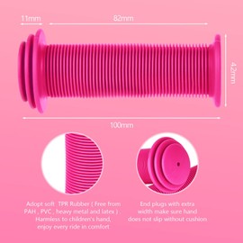 Bike Handlebar Grips, Solid Color Children's Bike Handlebars, Soft Non-Slip Bicycle Handle Grip, Rubber Handle Cover Universal Kids Bike Grips for Boys and Girls Kids Bikes (Pink)