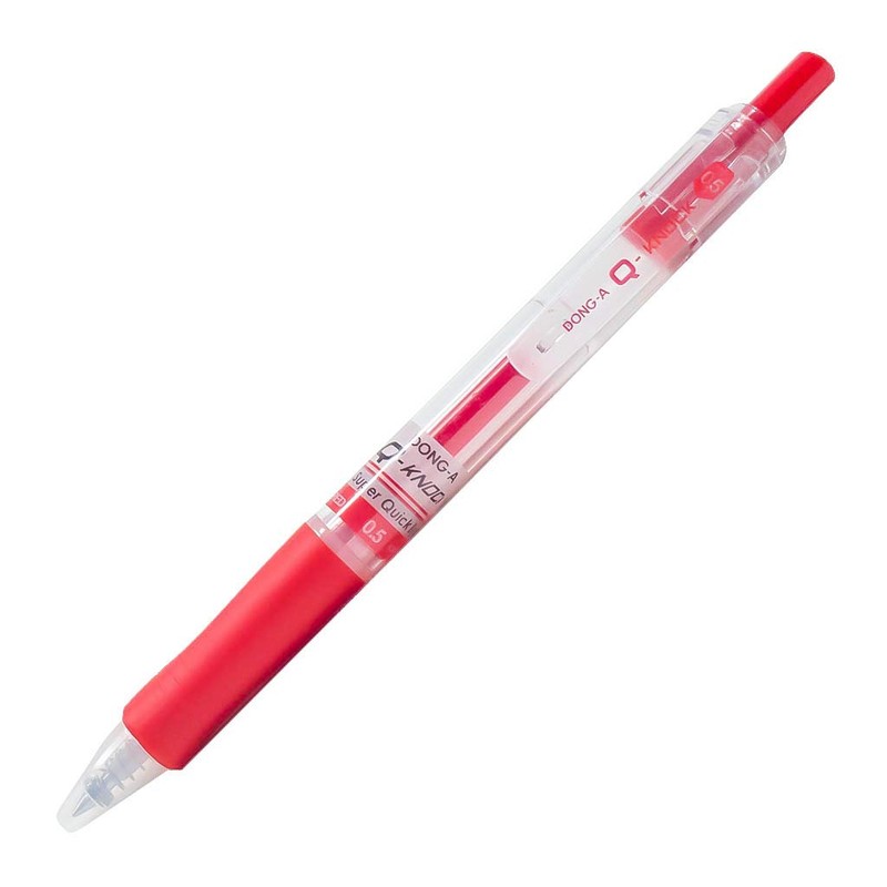 DONG-A Q-Knock Retractable Gel Ink Pen, 0.5mm, Dozen Box, Red