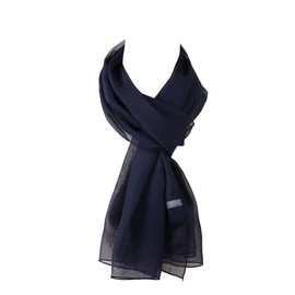 World of Shawls Chiffon Scarves Wraps for Wedding Party Special Occasions Women Plain Neck Scarf Soft Headwrap Girls Headscarf Sheer Wrap (Navy Blue)