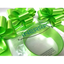 INERRA Wedding Car Decoration Kit - 3 x Large Pre-Assembled 7” Bows with 14-Loops and 7 Metres of Ribbon – With Colour Match (Lime Green)
