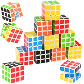 Faburo Pack of 14 Mini Rubik's Cubes, Children's Birthday Party Favours, Magic Cube 3 x 3 Gift Children's Birthday from 3-10 Years, Mini Cube Puzzle for Christmas Travel Games