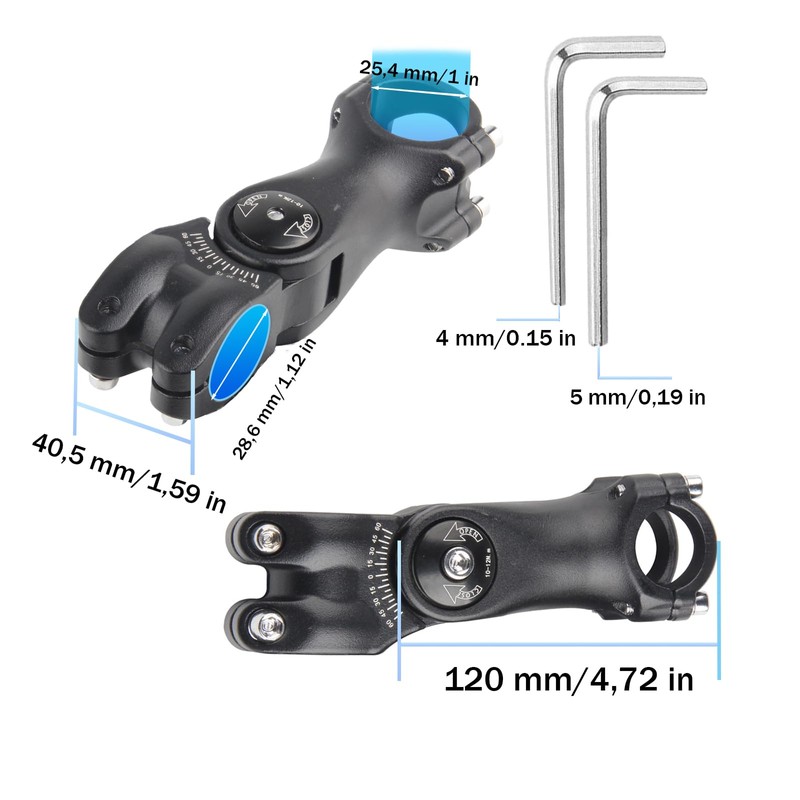 aghoer Bicycle Stem, Bicycle Handlebar Riser 25.4 mm, 165 mm