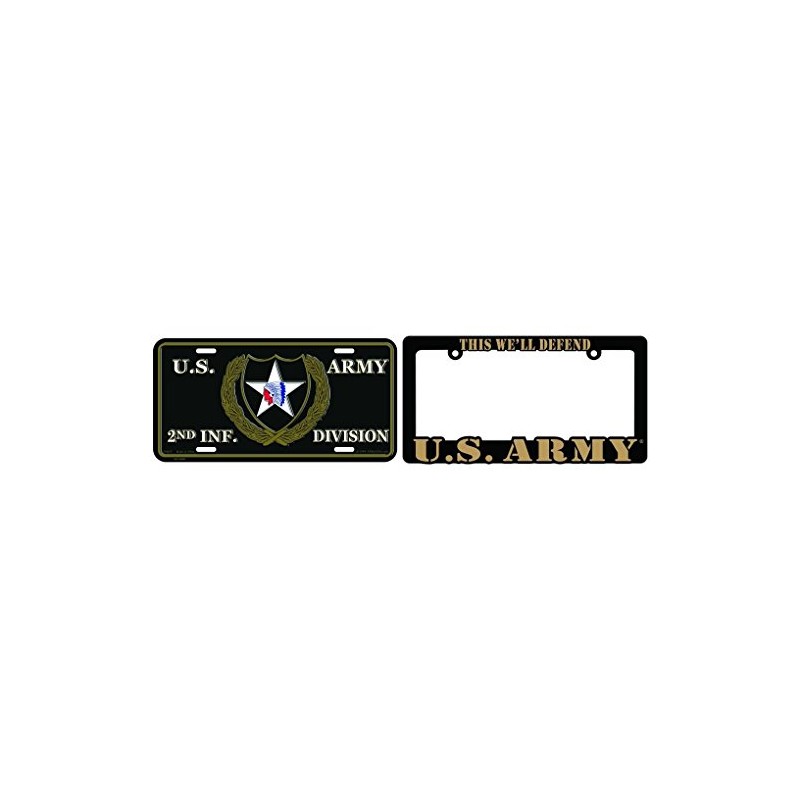 U.S. Army 2nd Infantry Division License Plate with Frame