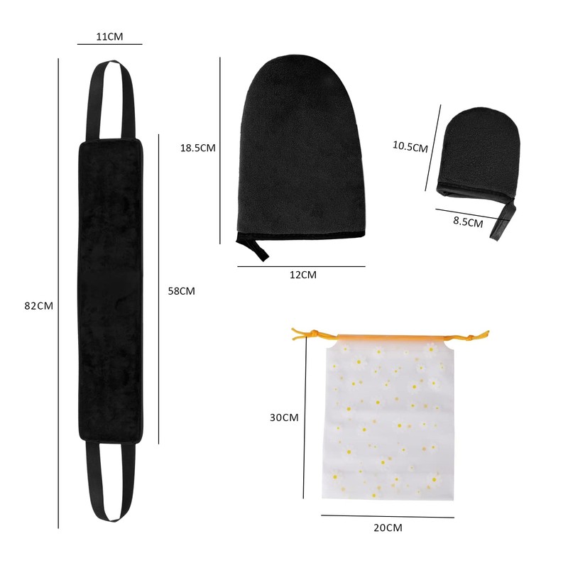3-piece self-tanning applicator with 1-piece storage bag, self-tanning gloves, back