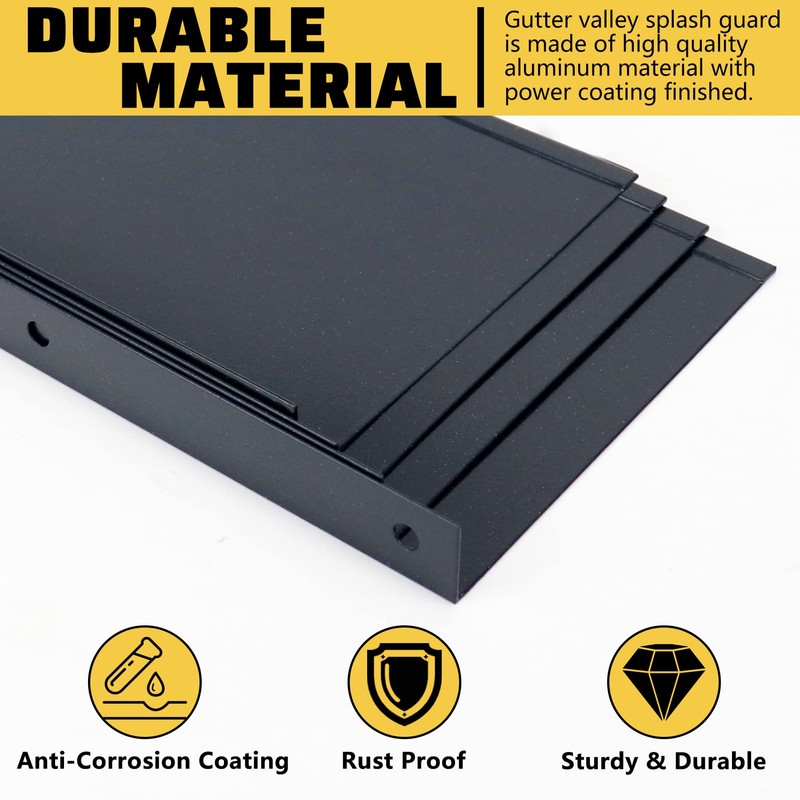 Powrocket 4 Pack Aluminum Gutter Valley Splash Guard,Keep Water from