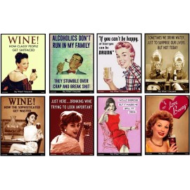 The Gag 8 RETRO Funny Wine Bottle Labels -Party Favors For Adults 5 Inch X 4 Inch