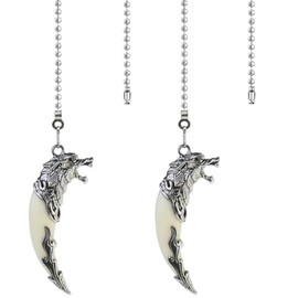 OMYZERO 12Inch Metal Wolf Ceiling Fan Pull Chain Extender with Ball Chain Connector, Pull Chains for Ceiling Fans and Lights, Decorative Fan Pull Chain Pendant Extension
