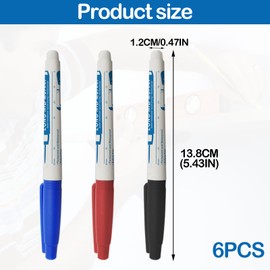 6PCS Deep Hole Marker Pen 30mm Long Nib Marker Pen Waterproof Marking Pen Multi-Purpose Fine Tip Hole Marker Tool Colorful Marking Carpenter for Woodworking and Carpenters Builders (Black/Blue/Red)