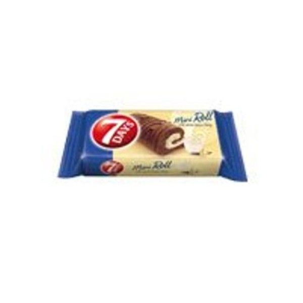 7 Days From Greece Mini Roll Cake Bars with Vanilla Cream - 50 Packs X 30g (1.0 Oz Per Pack)