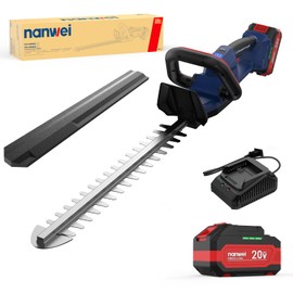 NANWEI 20 Inch Cordless Hedge Trimmer Compatible with Battery 1x 4000mAh, 20V Dual-Action Blade Hedge Trimmer, 0.71" Blade Gap, 2 Variable Speed Electric Hedge Cutter for Garden, Bush, Yard Trimming