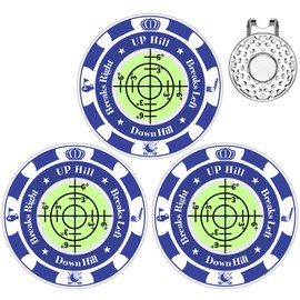 Lousrnman Green Reader, 3 Pcs Golf Ball Marker for Putting Green with Magnetic Hat Clip, Golf Accessories Putt Aid Tool with High Precision Horizontal Bubble, Gift for Men Women (Blue Green)