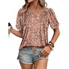 KISSMODA 2025 Womens Short Sleeves Button Shirts Floral Summer Tunic