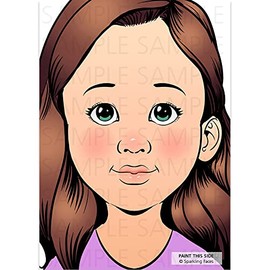 Sparkling Faces Practice Board - Angelina, Face Painting Practice and Display Tool, Reusable Colored Makeup Template, A4 Size - 8.27" x 11.69"