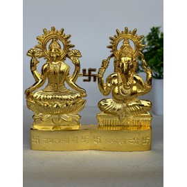 Salvus App SOLUTIONS Metal Handmade Kamdhenu Cow & Calf Kamdhenu Cow And Calf Idol Statue And Sculpture Showpiece For Antique Items (LakshmiGanesh)
