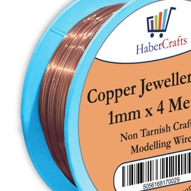 1mm Copper Jewellery Wire Tarnish Proof Brass Bendable Metal Wire for Jewellery Making Sculpting Modelling Crafts Wire Weaving & Wrapping (1mm - Copper - 18 Gauge - 1 Spool - 4 Meters)