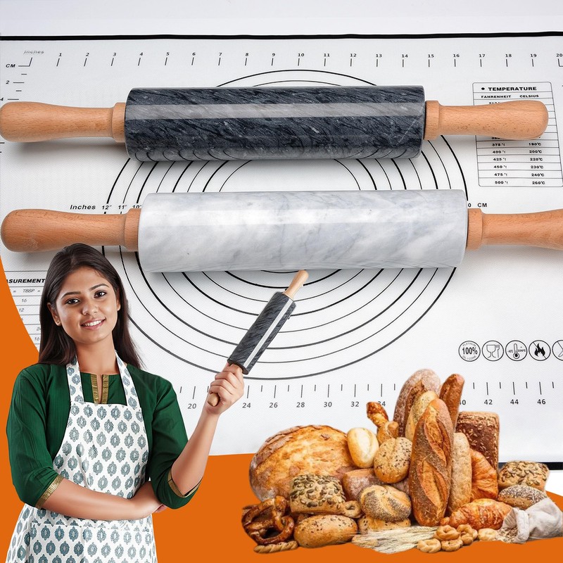 18.5 inches Marble Rolling Pin,Large Non-Stick Dough Roller,for making pizza,
