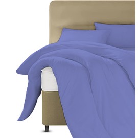 Laam Linen Luxury Plain Dyed Duvet Cover With Pillowcase Cover 100% Poly Cotton Easy Care UK Size Bedroom Bedding Set (Blue, Single)