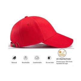 Etyepoh Baseball Cap Polo Style Classic 6 Panel Adjustable Sport Solid Sun Hat Unisex (Red)