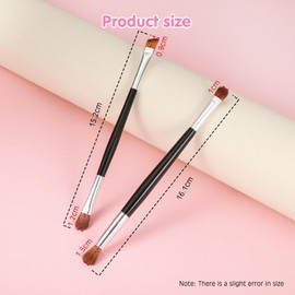 HonGien 2Pcs Make Up Eye Brush Set Eye Essentials Makeup Brush Set Double Ended Brush Eye Brushes for Liner Blending, Defining, Smudging, Shading, Perfect for Travel