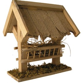 FADEDA Feeding Manger with Roof, Height: 13 cm, Hand-Painted, Detailed Nativity Scene Figures, Christmas Table Decoration, Nativity Accessories