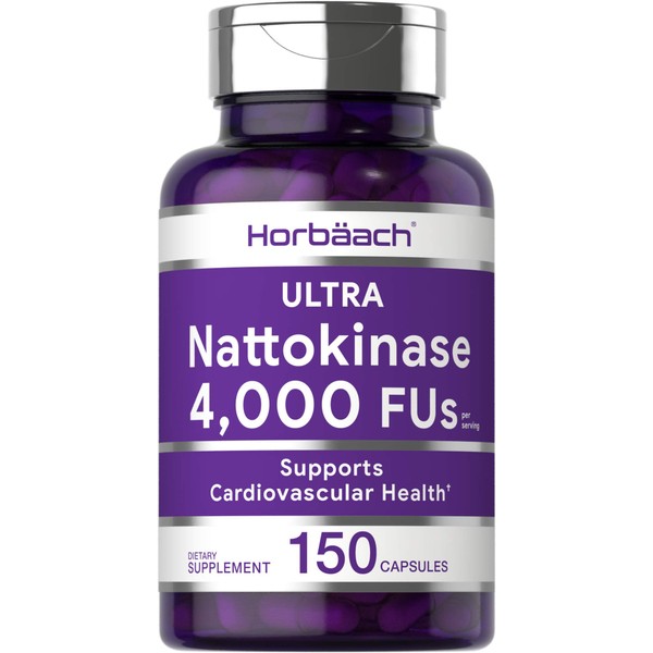 Nattokinase Supplement 4000 FU 150 Capsules | Non-GMO, Gluten Free | Supports Cardiovascular and Circulatory Health | by Horbaach