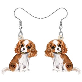 OUSIO Acrylic Cute Cavalier King Charles Spaniel Dog Earrings Sweet Pets Puppy Dangle Jewelry Charm For Women Dog Lovers Gifts (Yellow)