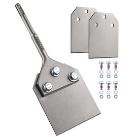 SDS Plus Floor Scraper with 2pcs Replaceable Blades, Firecore 4 Inch wide Thinset Removal Chisel Bits for SDS Plus Rotary Hammer Drill Power Tool, Flat Steel Shovel Tile Ceramic Vinyl Adhesive Remover