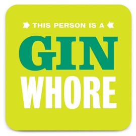 Brainbox Candy - Funny Rude 'Gin Wh*re Coaster' - Small Gift Ideas For Him Her - Friends Birthday - Housewarming Present - New Home Gift - Funny Gifts For Women Men