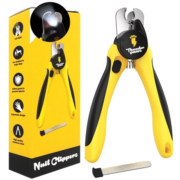 Thunderpaws LED Dog Nail Clippers with Light, Trimmers with Protective