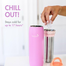 Boon Frosh Portable Breast Milk Chiller - Stainless Steel Breast Milk Cooler - Stainless Steel Portable Milk Storage Container - Purple - Keeps Breast Milk Cold for up to 17 Hours*
