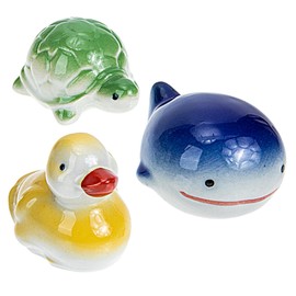 Kisangel 3pcs Ceramic Floating Fish Tank Ornament Hand-Painted Aquarium Decor Cartoon Style for Unique Underwater Aesthetic for Home Giving Random Style