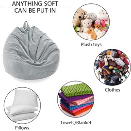 Chickwin - Bean Bag Chair Cover, Corduroy Bean Bag Chair Without Filling - For Outdoor and Indoor Relaxation, Lounge Chair, Bedroom Cushion - Grey - 70 x 80 cm