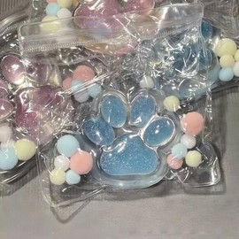 【2025 New】MOBECK 1pcs Fluffy Squishy Cat Paw Squishy Toys, 2.76 inch Big Cute Kawaii fufu Squishies,Sticky Taba Squishy Cat Paw Fur Ball,Super Soft Squishy Stress Relief Funny Fidget Toys Novelty Things Suitable for Adults Kids:_Ice cream