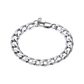 Bandmax Simple bracelet for men and women, classic curb chain/Figaro chain bracelet, 19 cm / 21 cm long, link bracelet, fashion jewellery accessory, great gift, Stainless Steel