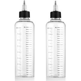 COMNICO Pack of 2 Applicator Bottles for Hair 8.5 oz Plastic Hair Oil Applicator Hair Tools Hair Colours Squeeze Bottle Hair Dye Brush with Graduated Scale