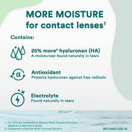 Biotrue Hydration Plus Contact Lens Solution, Multi-Purpose Solution for Soft Contact Lenses, Lens Case Included, 10 Fl Oz (Pack of 2)