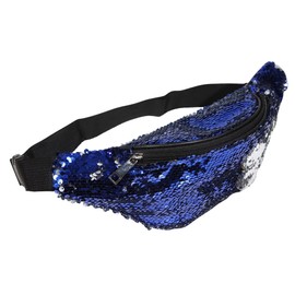 Excellanc Belt Bag with Sequins for Men and Women Gift Idea Carnival Fancy Dress 80s 90s, blue, Waist bag