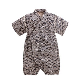 SEIWARAKU HF42 Baby Boys Girls Yukata Jinbei Romper Coverall Japanese Pattern Summer Baby Floral Print Baby Clothes Romper Short Sleeve Open Front Children's Clothing Cotton Festival Fireworks Display