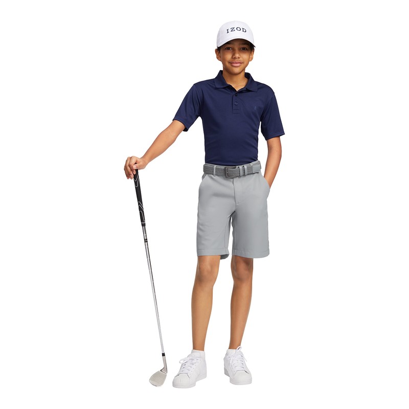 IZOD Boys' Performance Golf Swingflex Stretch Straight Fit Shorts, Monument